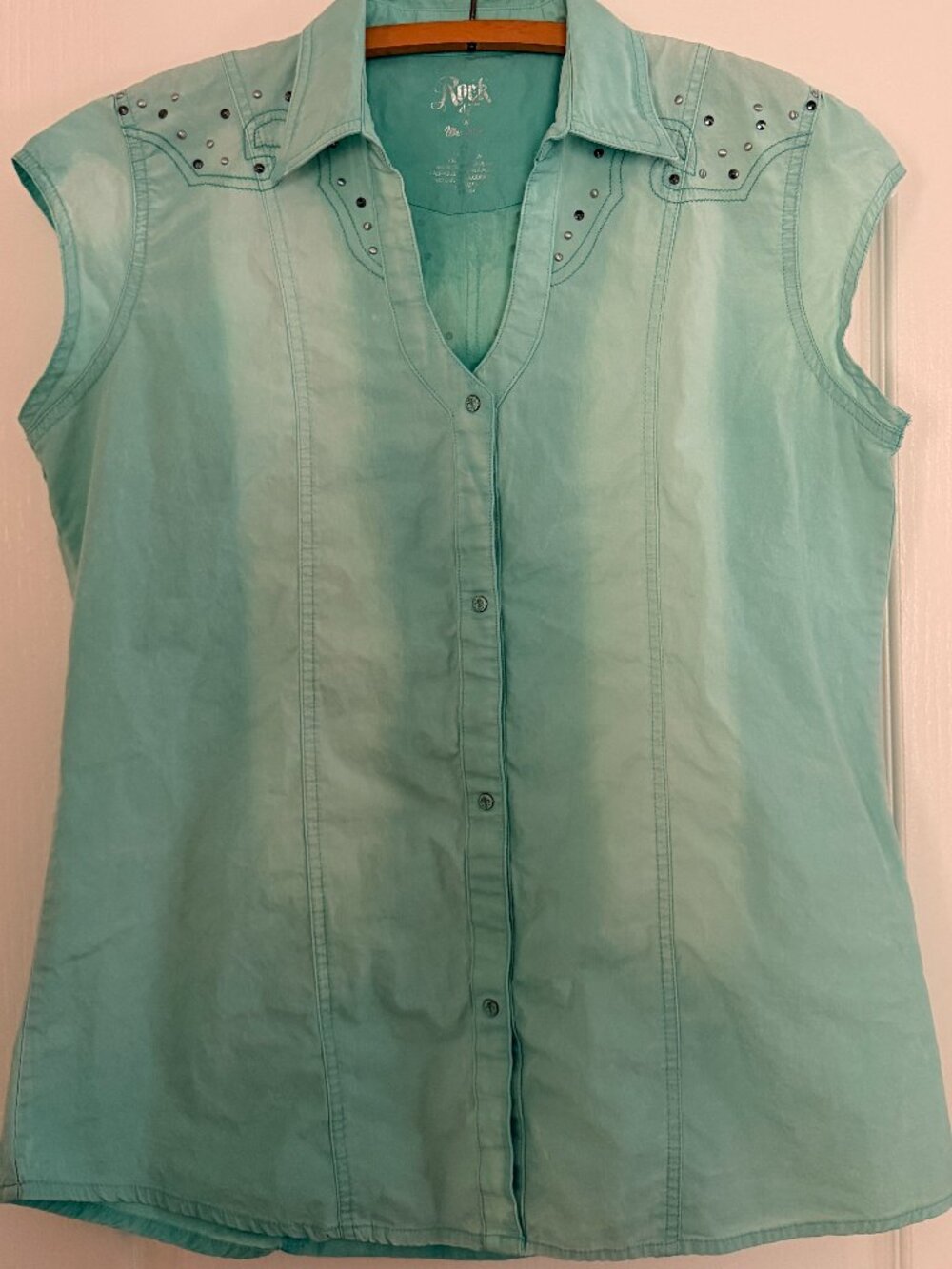 Rock 47 by Wrangler Cap Sleeve Studded Top - Size XL